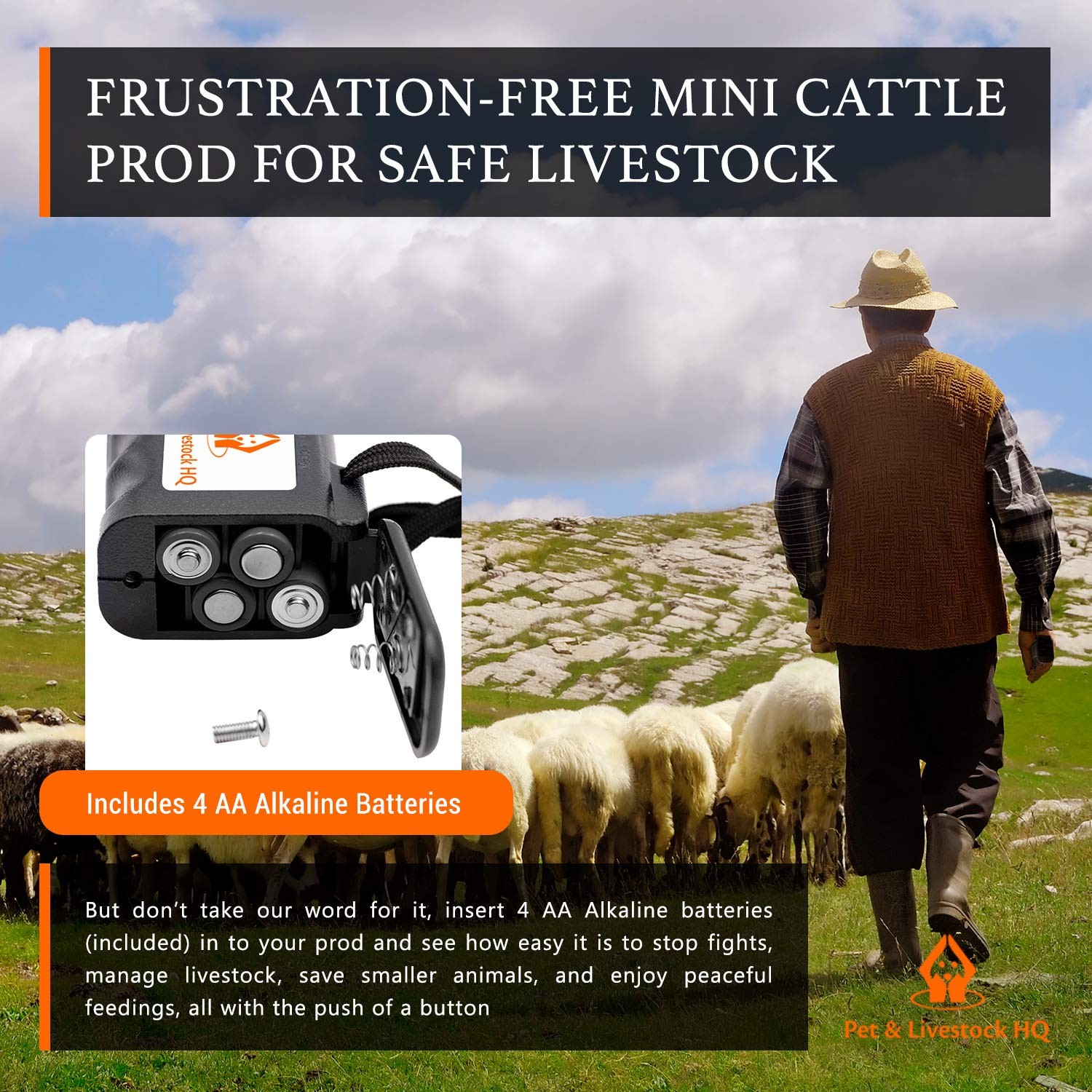 Cattle Prod Handheld - Electric Cattle Prod Livestock - Mini Hand Held Prodde...
