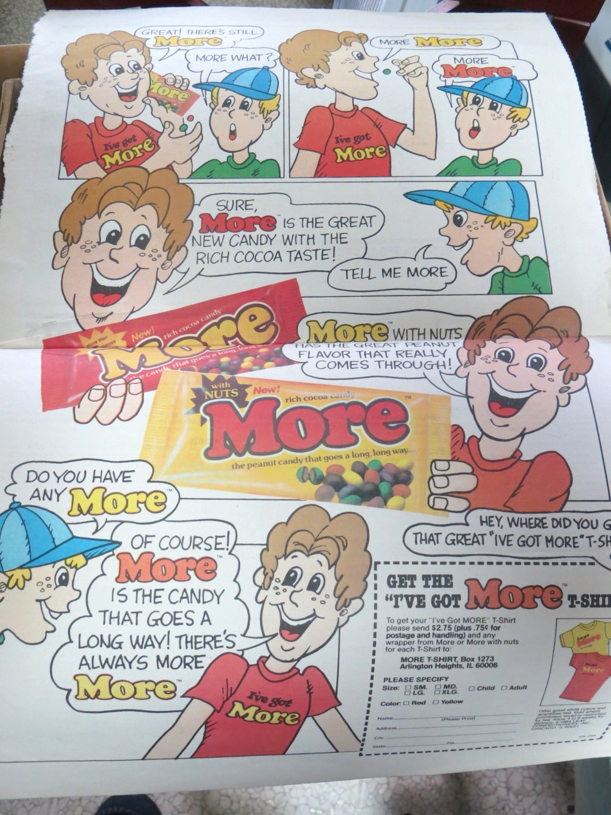 MORE COCOA CANDY 1984 CARTOON T-SHIRT MAGAZINE ADVERTISING