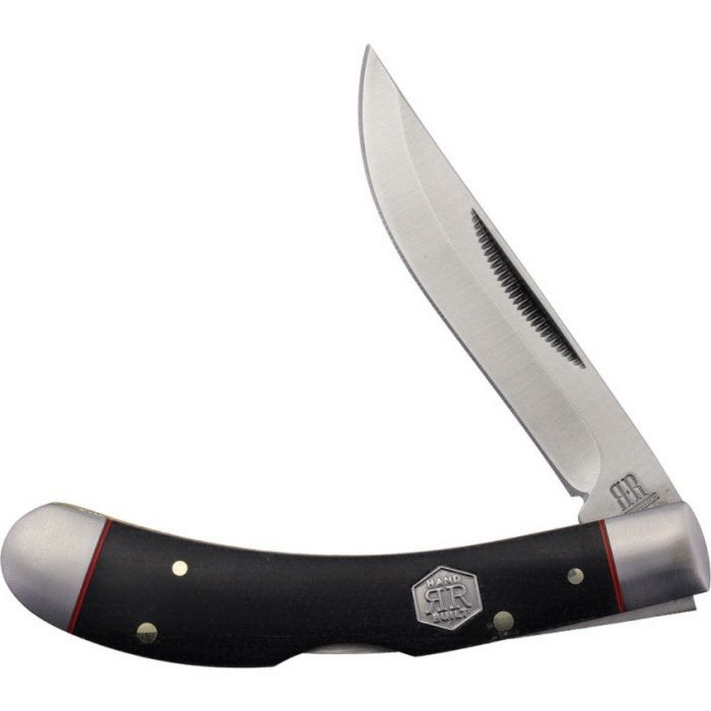 Rough Rider Bow Trapper Lockback Black Canvas Micarta Handle Pocket Knife RR2036