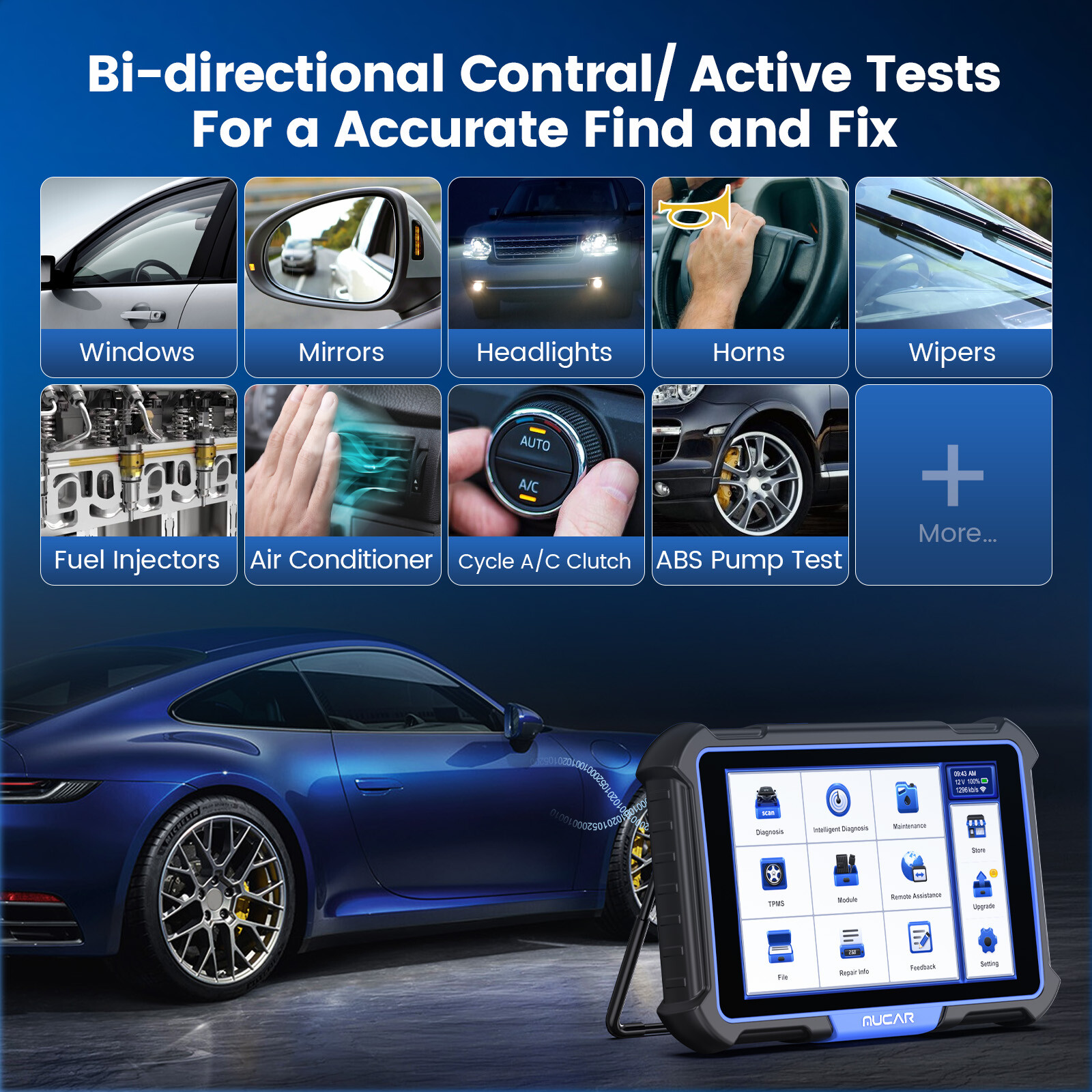 MUCAR VO8 Key Fob Programmer Kit TPMS Scanner OBD2 Diagnostic Tool 35+Reset FREE
