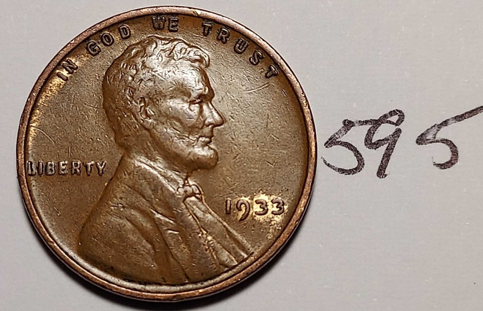 1933 Lincoln Wheat Cent  VF #595