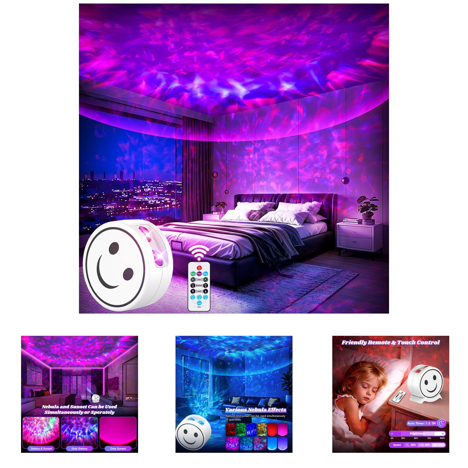Galaxy Projector Light with 41 Lighting Modes, Night Light with Timer and