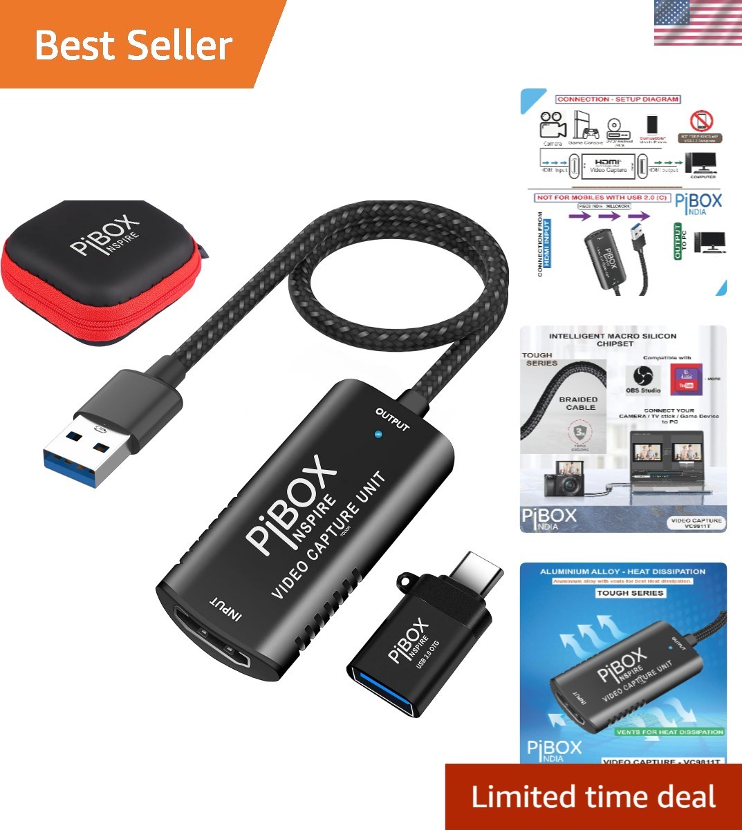 Aluminium HDMI Video Capture Card - Simplified Live Streaming & Recording
