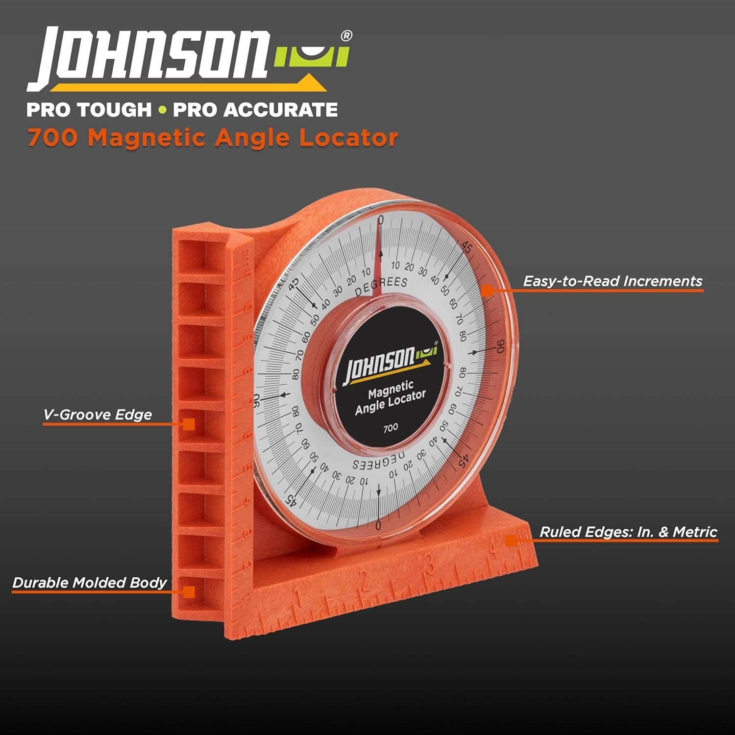 Johnson Level & Tool 700 Magnetic Angle Locator, Orange