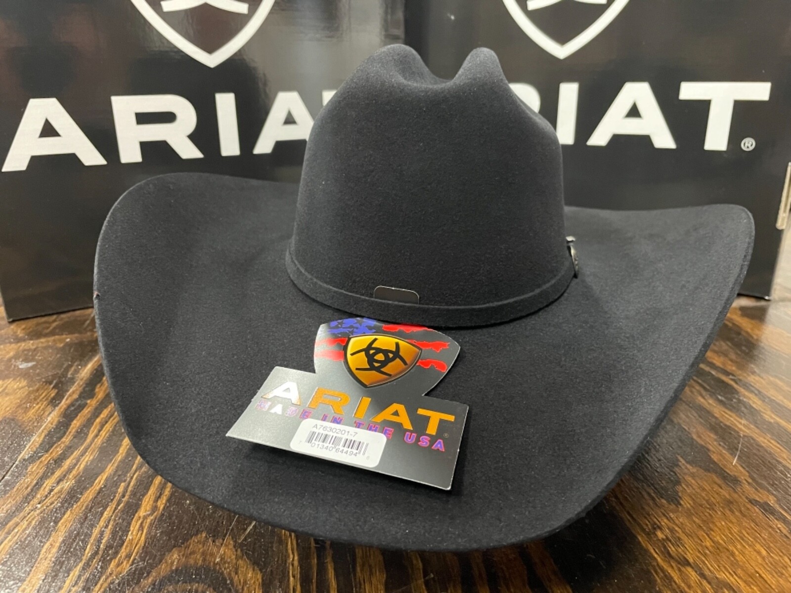 Ariat Men's Fine Felt Hat Black 6X Hat Made in USA - A7630201