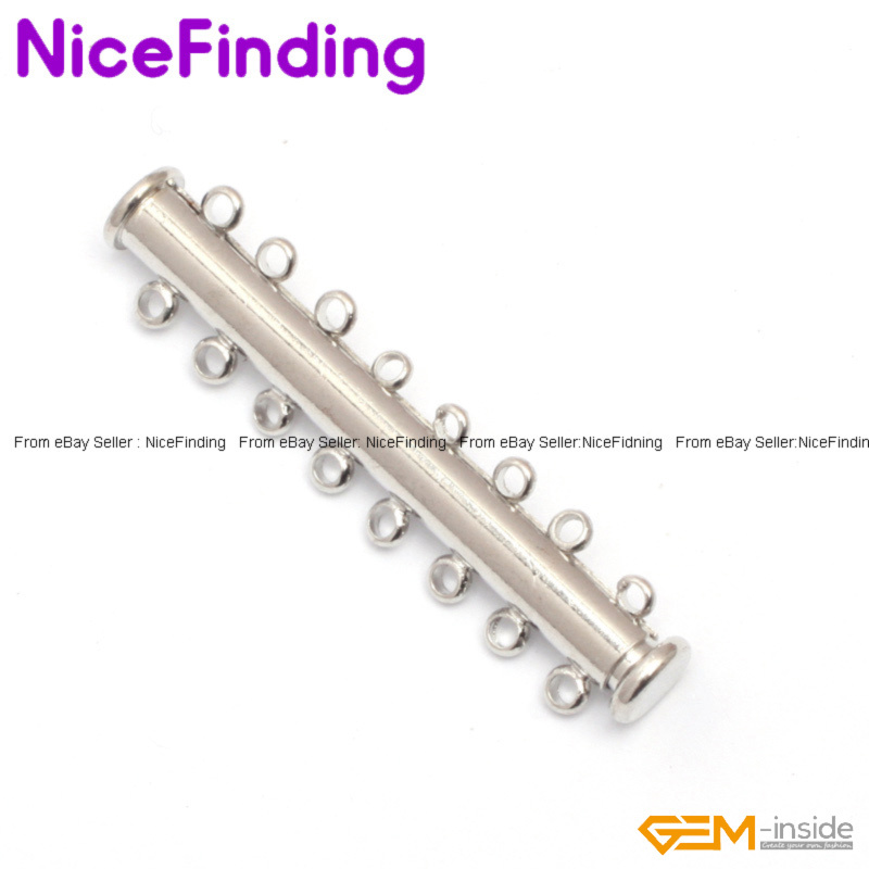 10x45mm Tube Silver White Gold Plated Jewelry Making Clasp 8 Strings GP0200 DIY
