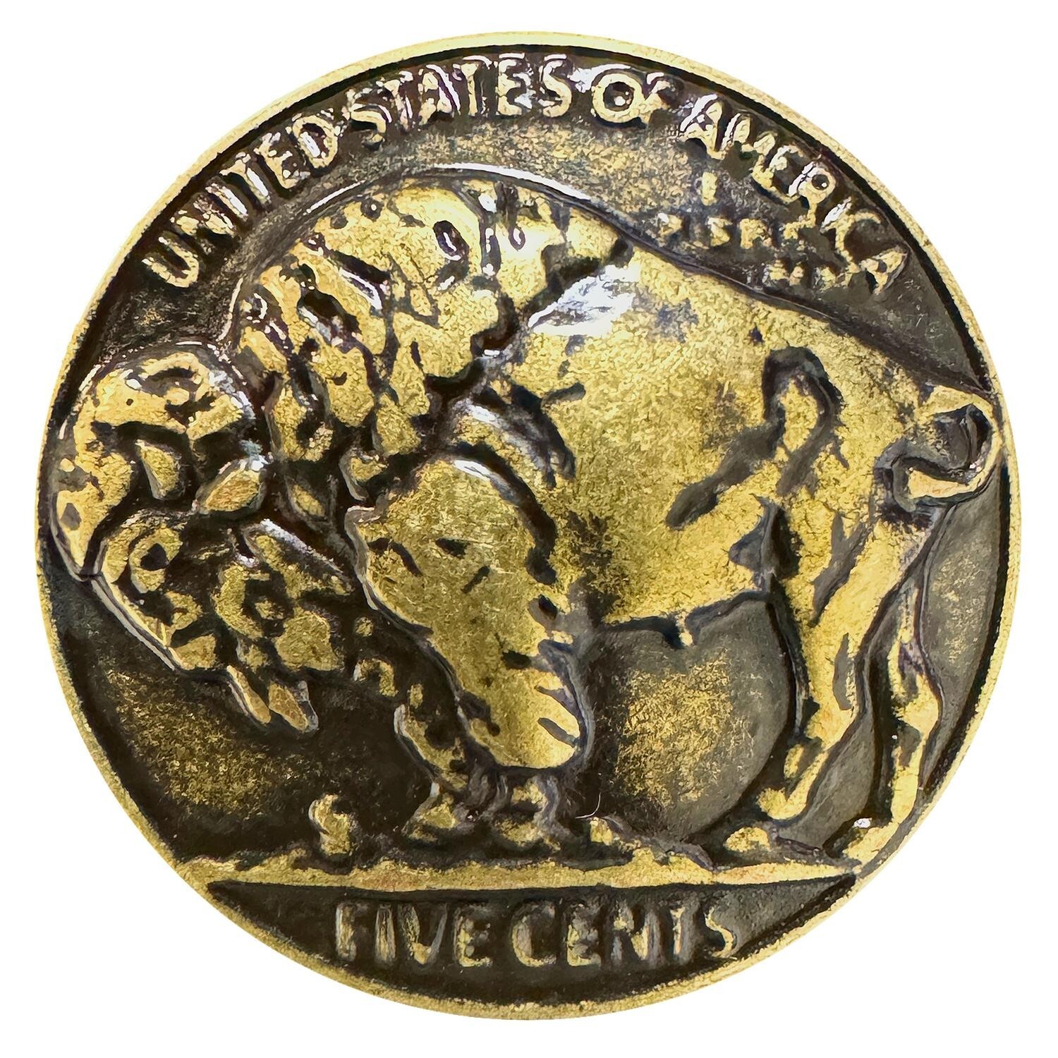 Brass Color Buffalo Nickel Reproduction Coin Concho Screw Back biker concho 7/8"