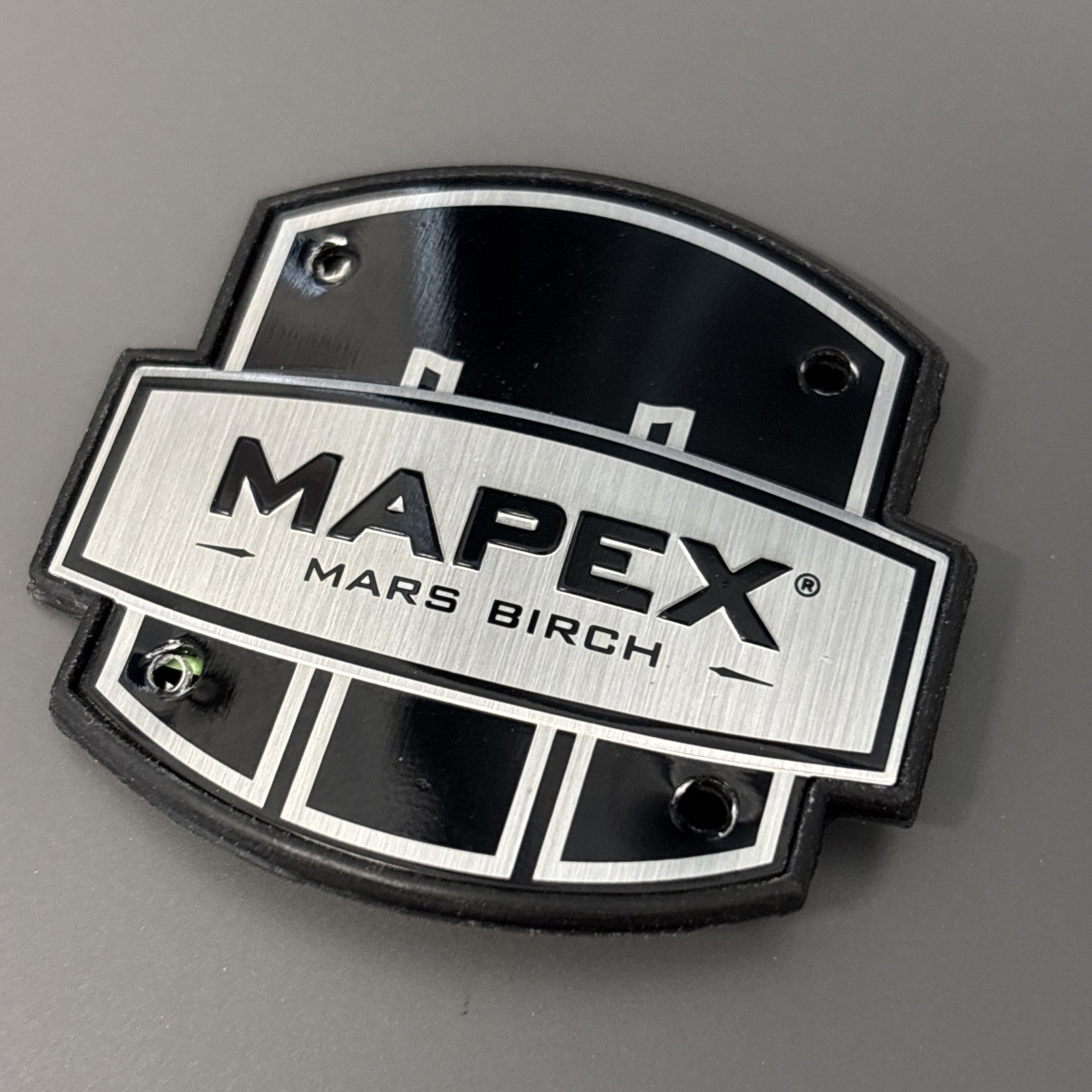 MAPEX MARS BIRCH Series Metal Drum Badge complete with fixing screws (#134)