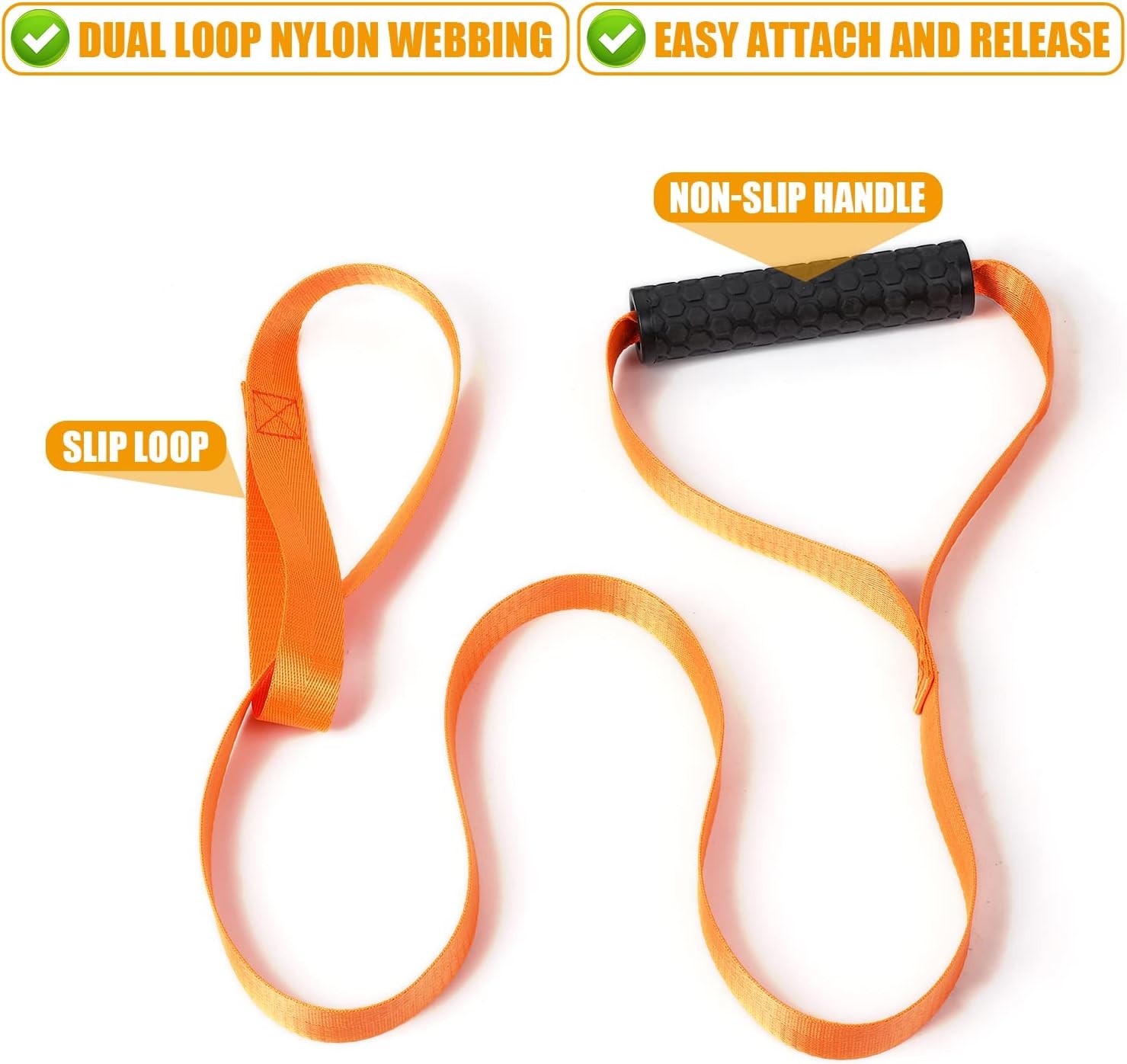 2pcs Deer Drag Harness, Orange Deer Puller Sled Rope with Self-Lock Loop and Eas