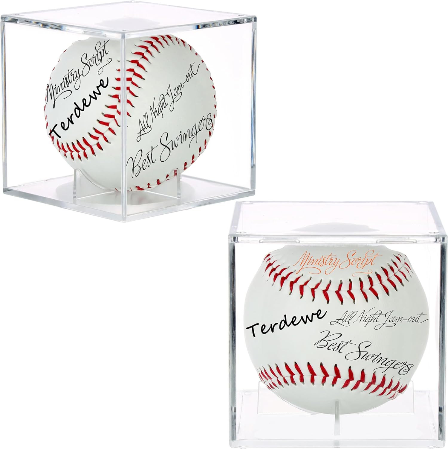 2 Pack Baseball Display Case, Baseball Box with UV Protected,Acrylic Baseball Bo
