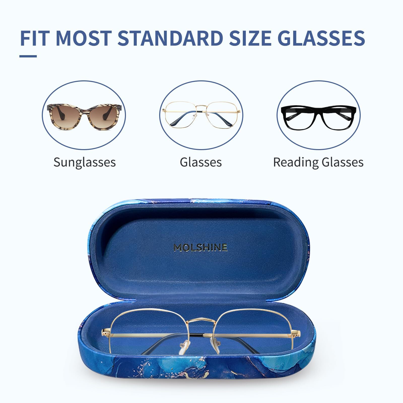 molshine Hard Shell Leather Sunglasses CaseClassic Large Glasses Case for Wom...