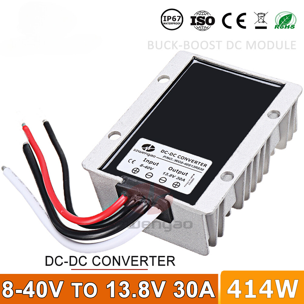 8-40V to 13.8V 30A/20A/25A Boost Buck DC Converter 12V to 13.8V Step Down/Up Car