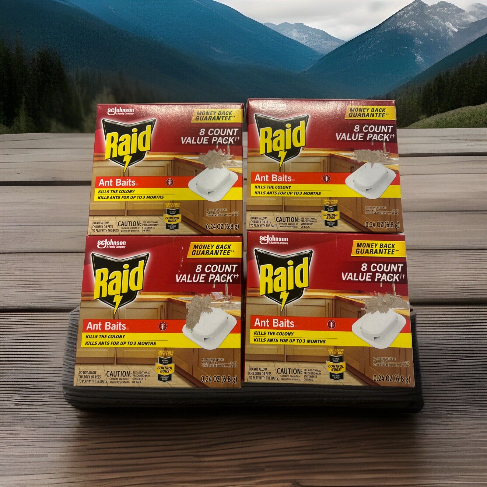 (Set of 4) NEW Raid Ant Baits 8 Count Value Pack Kills The Colony