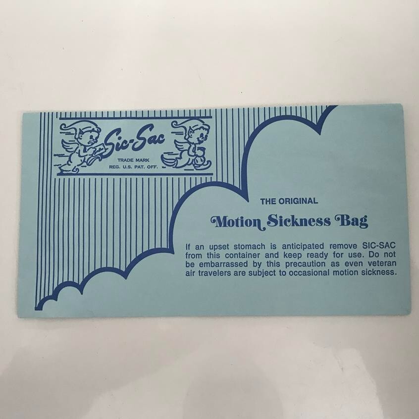 Envelope Only - VTG Sic-Sac Aviation Airplane Cockpit Motion Sickness Bag Vomit