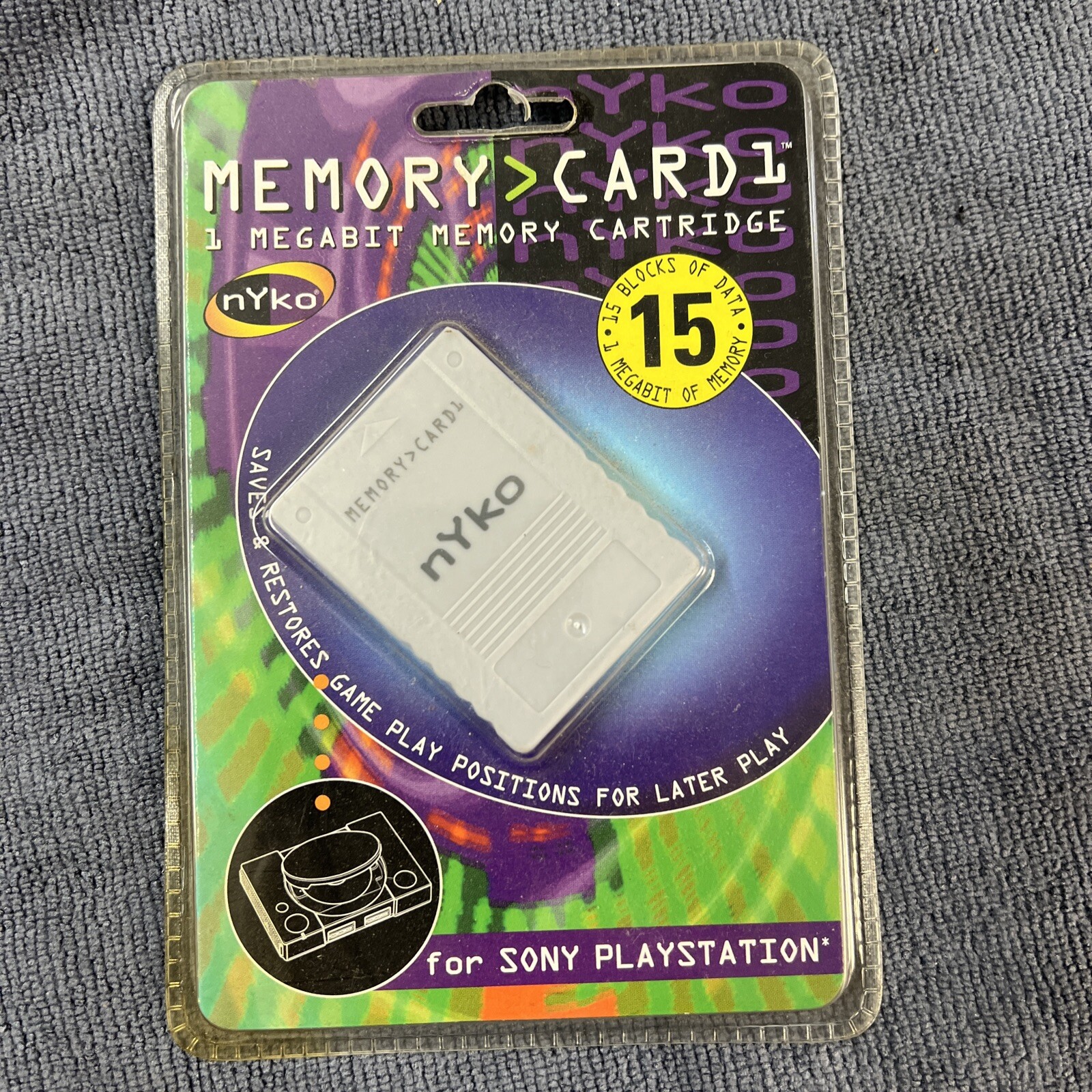 Nyko PS1 1MB Memory Card Grey for Playstation 1 Console memory cartridge