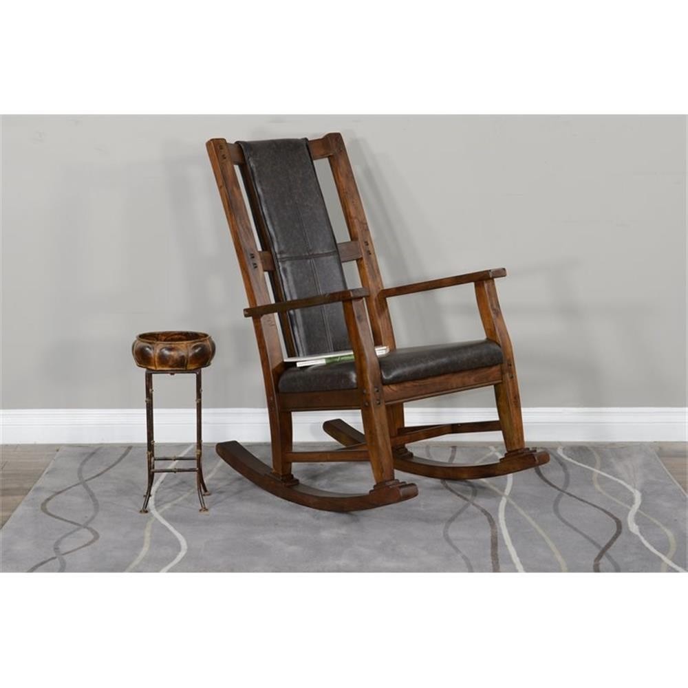 Pemberly Row Set of 2 Farmhouse Mahogany Wood Rocking Chair in Dark Brown