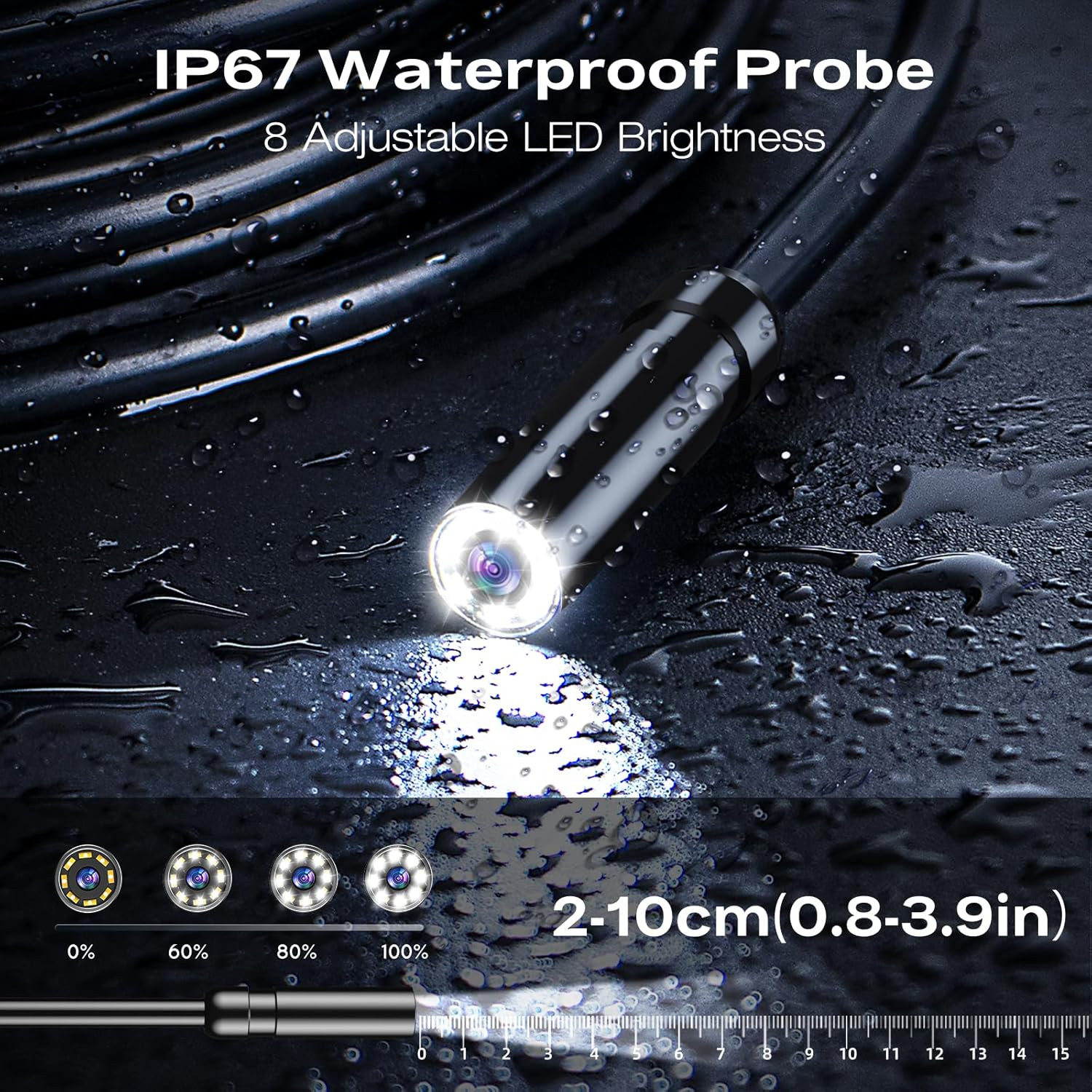 Endoscope Camera with Light, 1920P HD Borescope Inspection Camera with 4.3" IPS