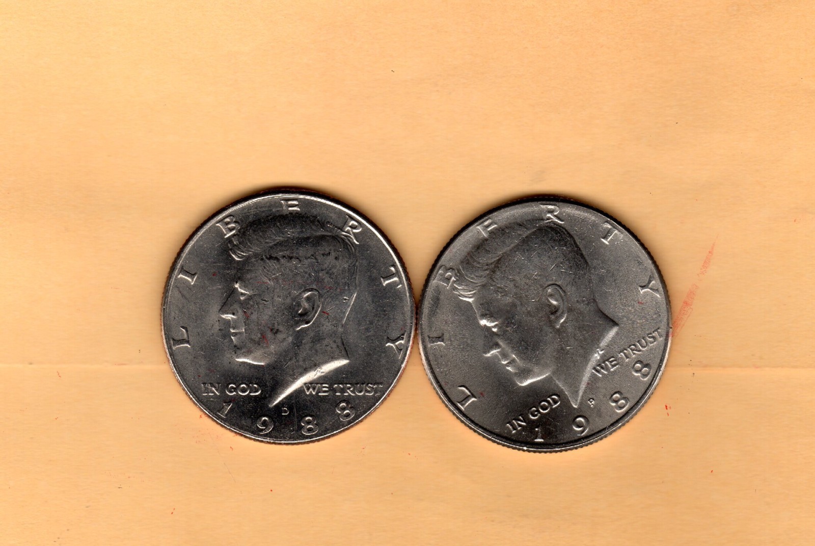 Kennedy Half Dollars 1988P & 1988D,  2 Very Nice Coins, Very lightly circulated!