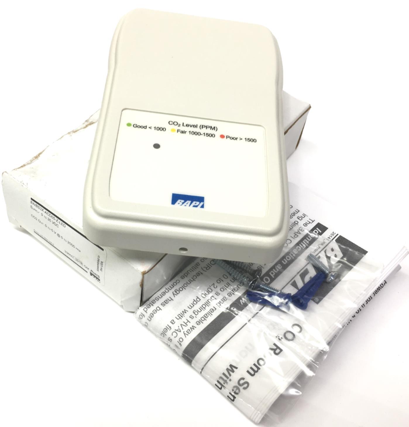 BAPI Gas Sensors, CO2 Room Sensor Series PN# BA/BS3X-ACD05-Z-LED NOS