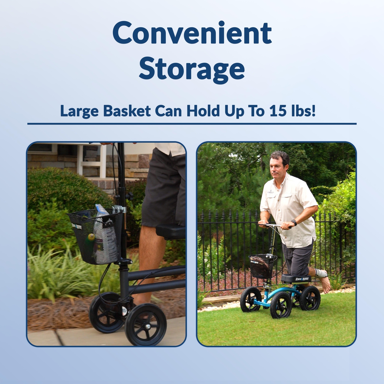 Knee Walker Wire Basket Accessory with handle - includes attachment bracket