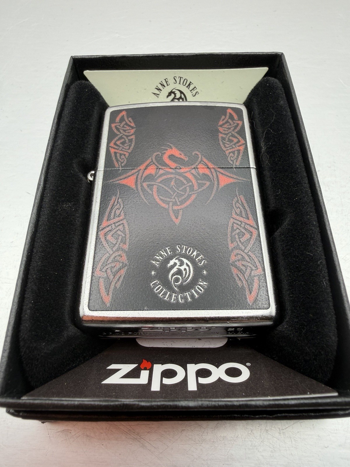 2026 Anne Stokes Flying Dragon Chrome Zippo Lighter NEW 47574