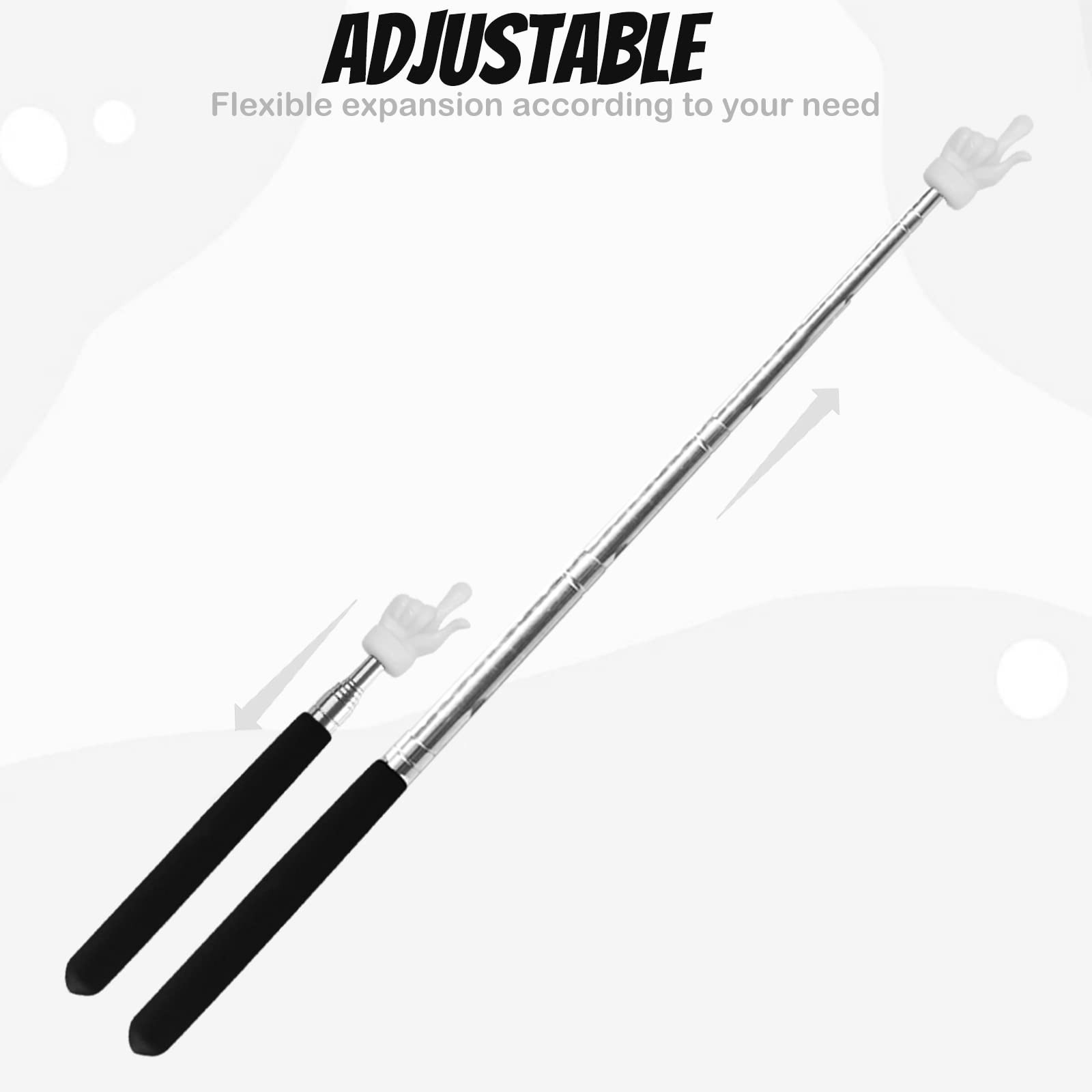 2Pcs Telescopic Teachers Pointer, Extendable Hand Pointer Finger Black