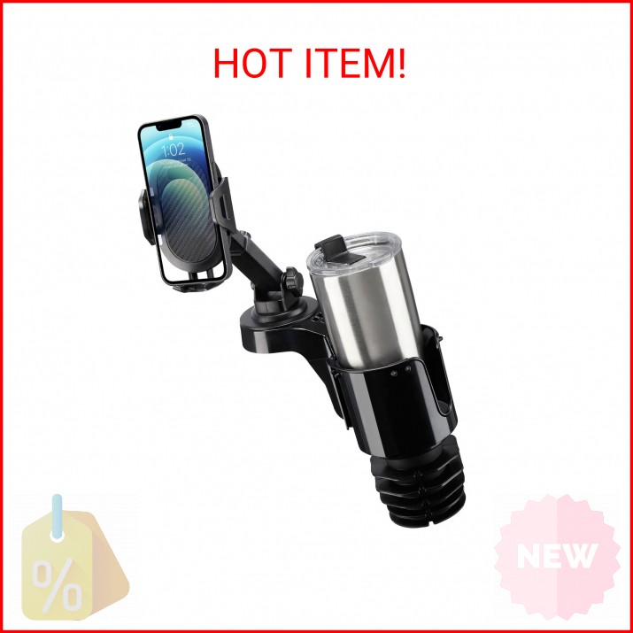 JOYTUTUS Cup Holder Phone Mount for Car, Car Cellphone Large Adapter Long Arm wi