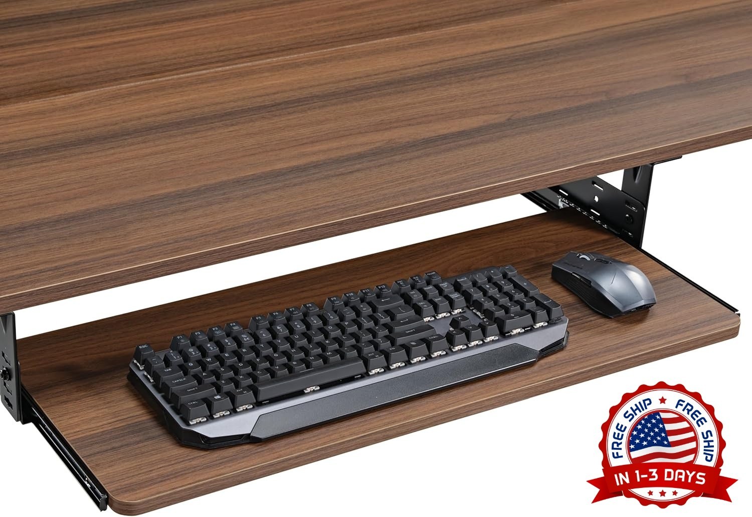 Bandeja ajustable para teclado debajo del escritorio para escribir en la oficina