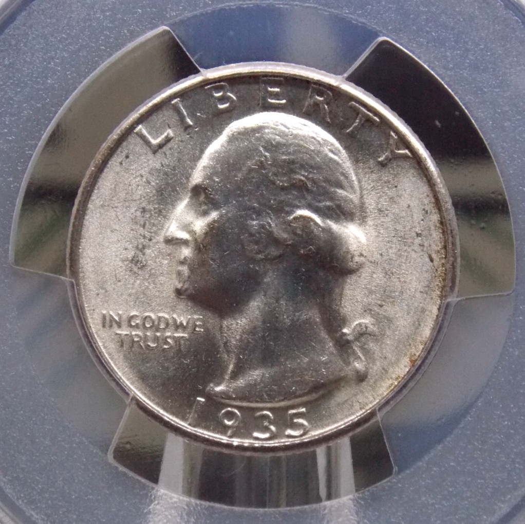 1935 "D" Washington SILVER Quarter 25c PCGS MS62 #825 Unc Uncirculated ECC&C Inc