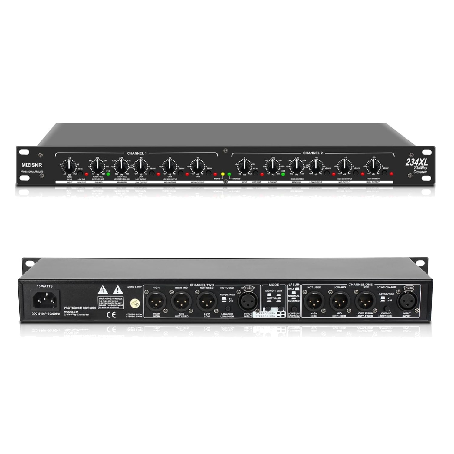 Professional 4-Way Mono Crossover XLR Audio Processor