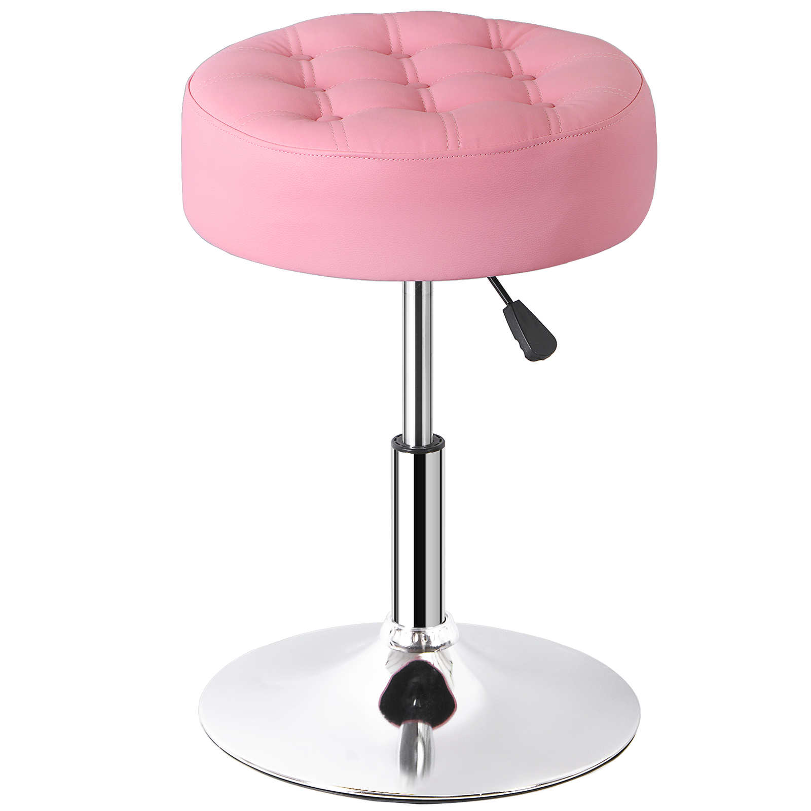 2 PCS Pink Vanity stool for Makeup Room Adjustable Height PU Leather Bar Stool