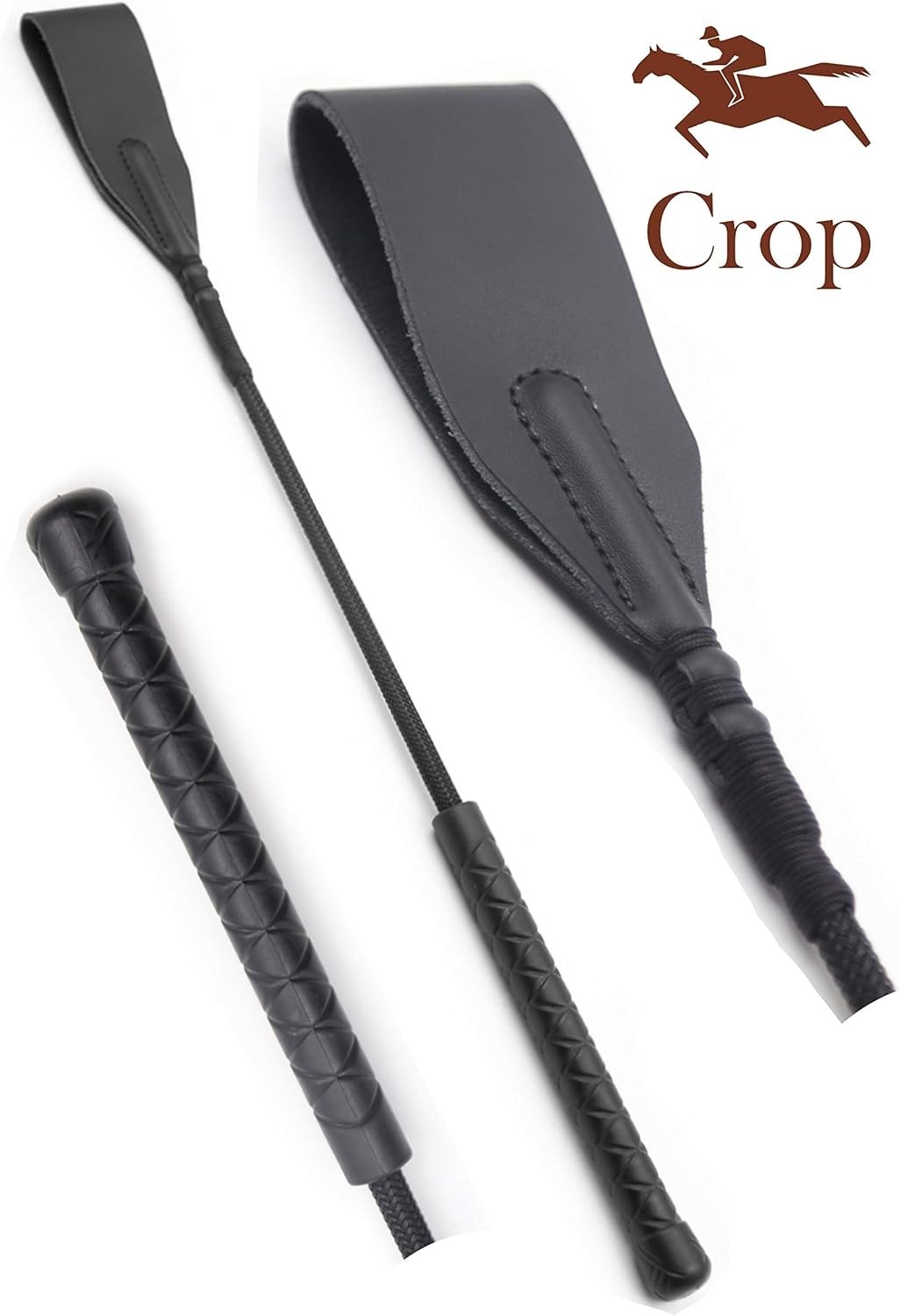 Genuine Leather Horse Crop 18" Black