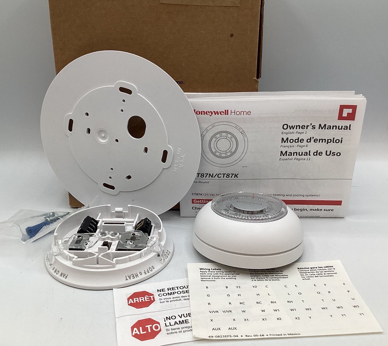 Honeywell Single Stage Heating Cooling Round Thermostat CT87N Non-programmable
