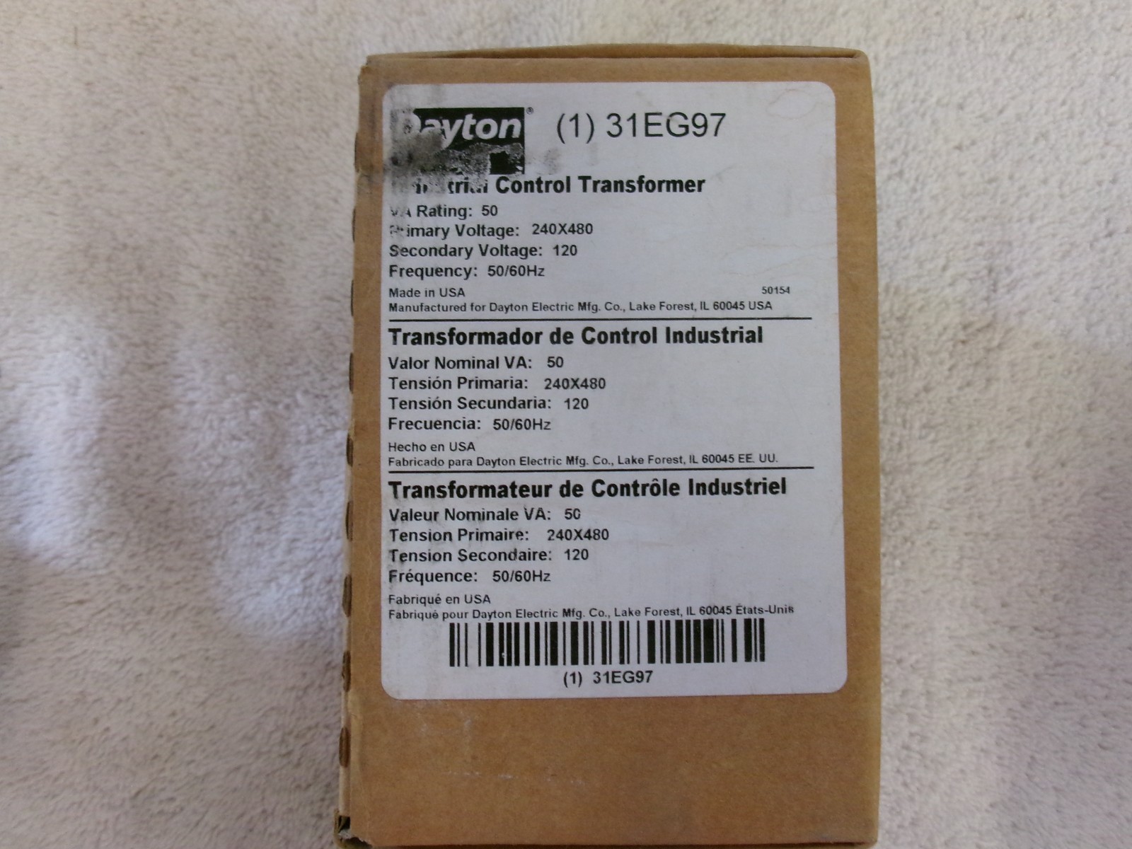 NIB Dayton Industrial Control Transformer     31EG97
