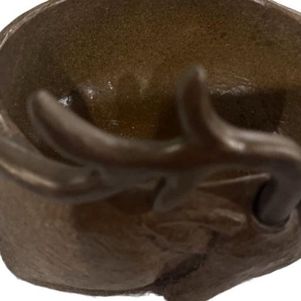 Vintage Iron Deer Head Bowl or Planter