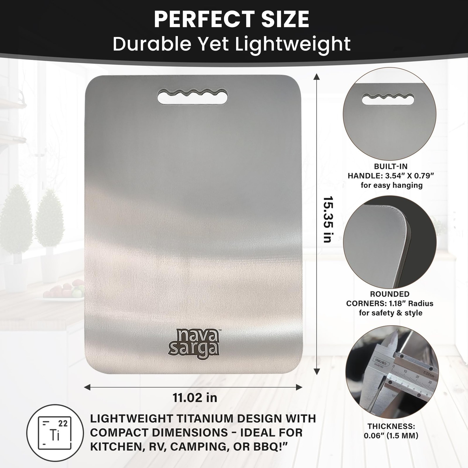 Pure Titanium Cutting Board for Kitchen, Solid Metal Chopping Board, Hygienic...