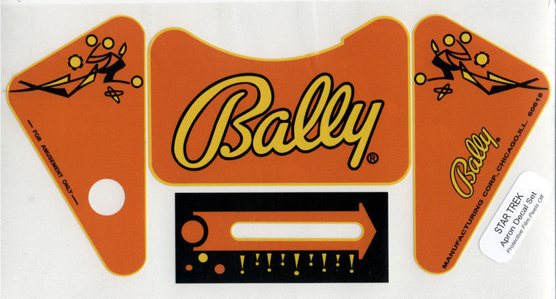 Star Trek Pinball Machine APRON DECAL SET
