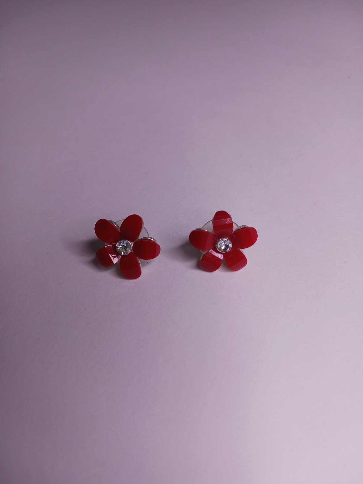 Faceted Acrylic Daisy Earrings Rhinestone Stud .50"