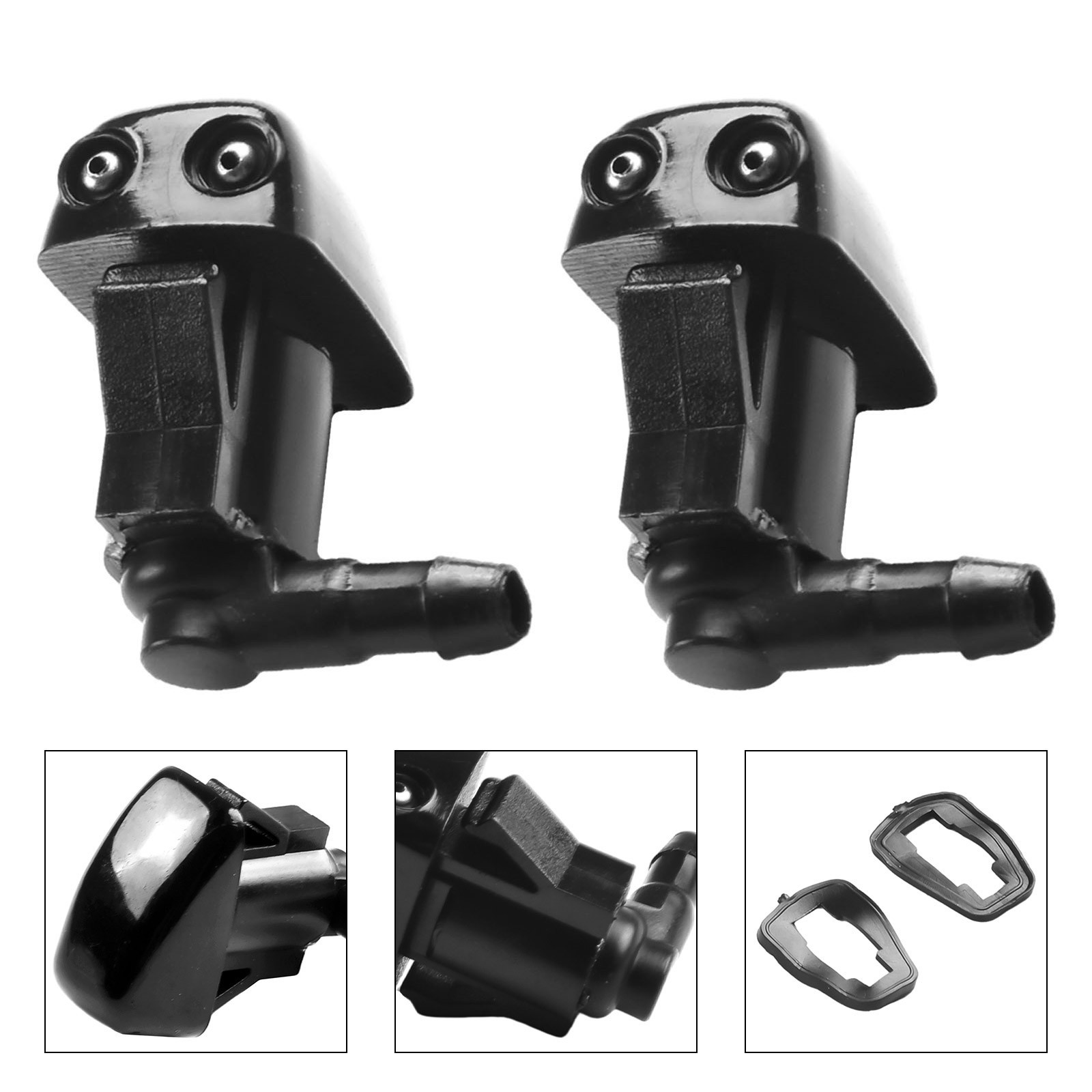 2PCS Washer Nozzle ABS-Plastic Black Front Jet Windscreen Wiper For Mazda 3 5 6