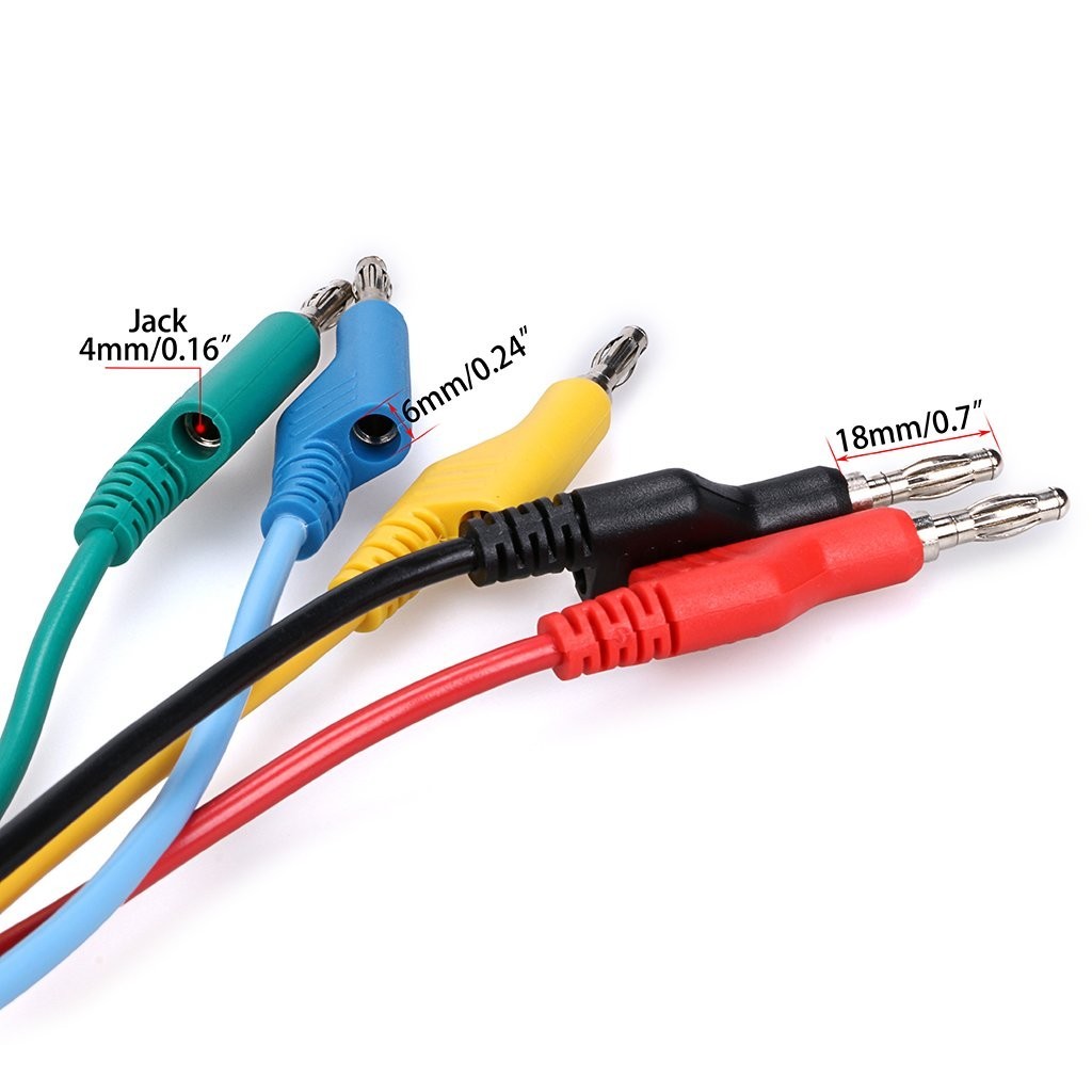 Durable 5PCS 4mm Stackable Banana Plug Probes with Strong Alligator Clips