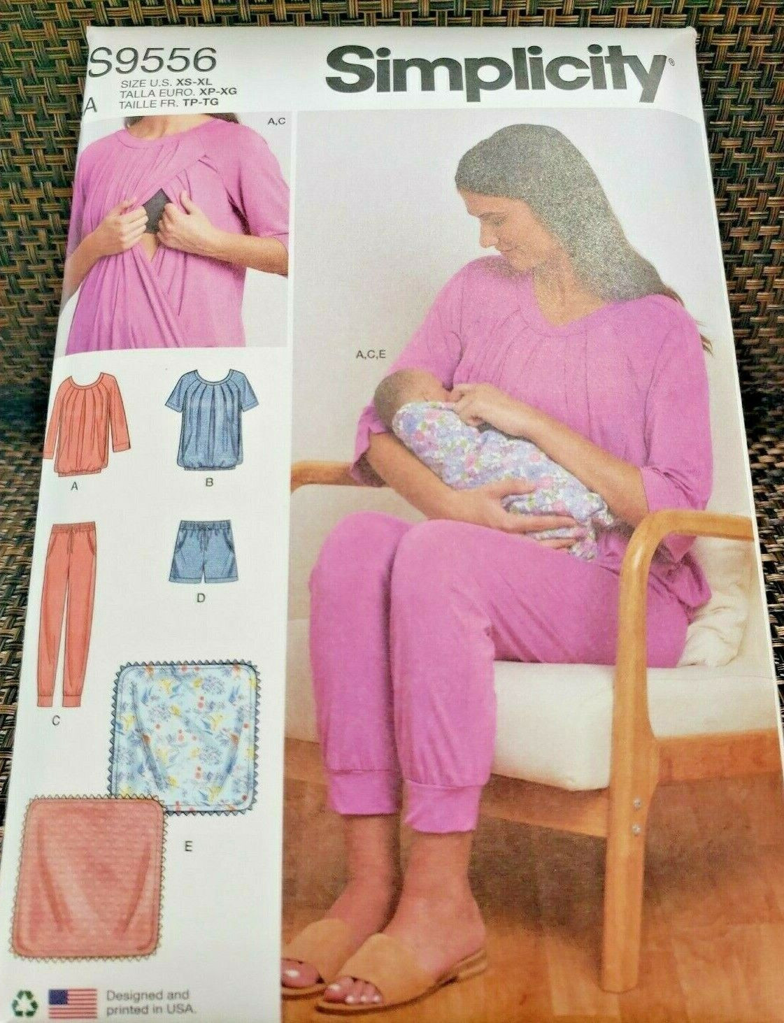 Simplicity S9556 Misses Sz (6-8) to (22-24) Nursing Tops Pants Shorts + Blanket