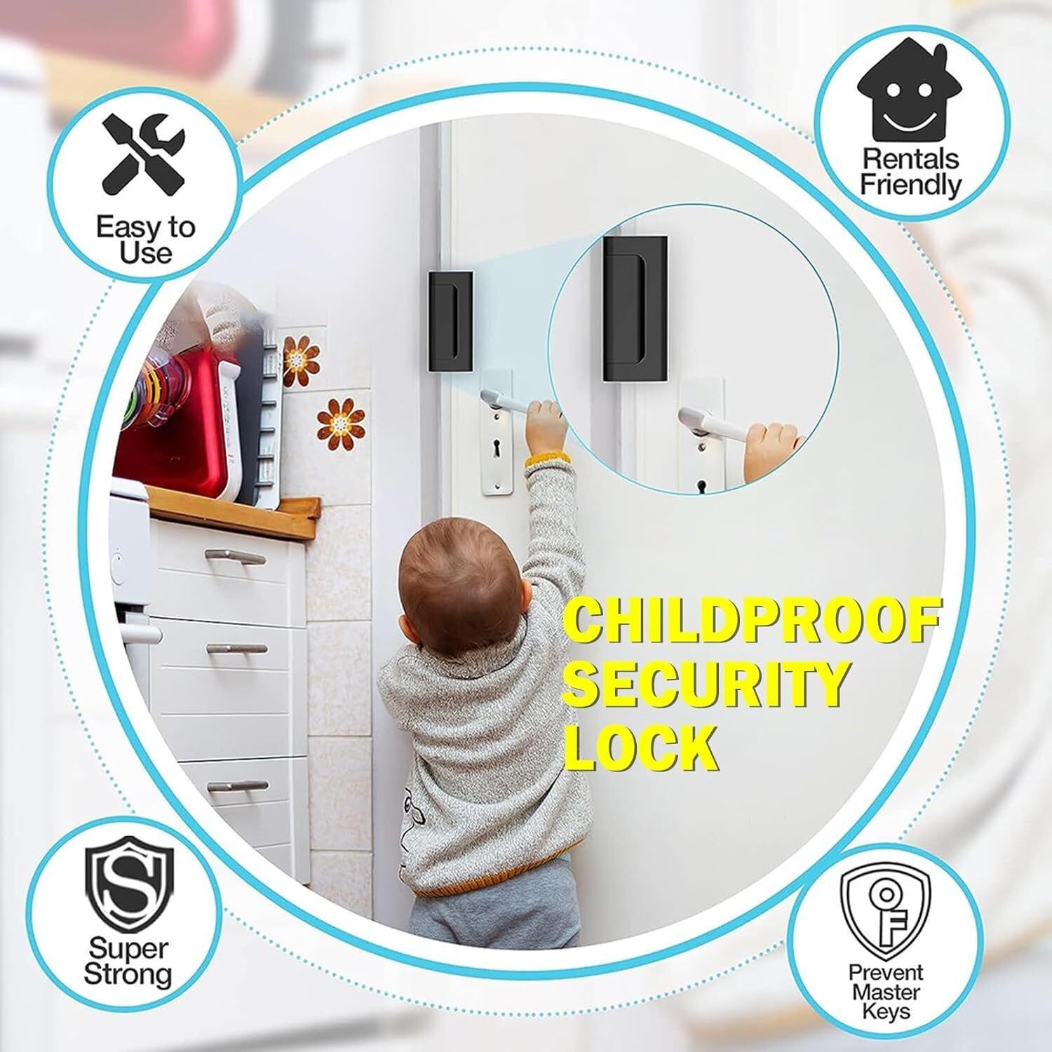 2 PACK Home Security Door Lock Childproof Door Reinforcement Lock Upgrade Design