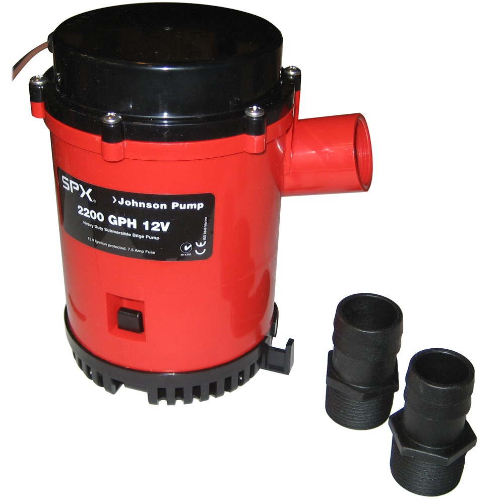 Johnson Pump 2200 GPH Bilge Pump 1-1/8" Hose 12V Threaded Port JOHNSON PUMP 2200