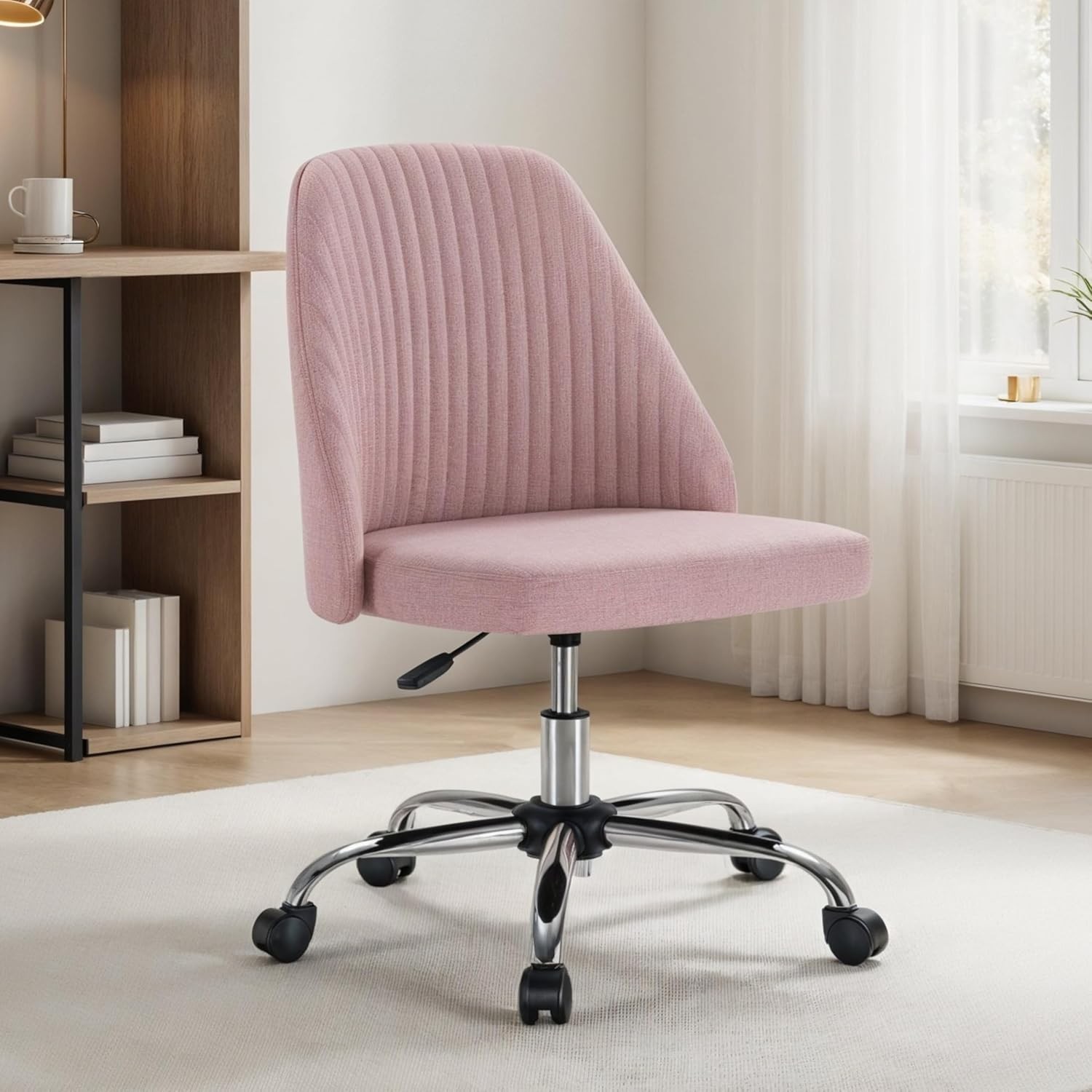 Armless Office Desk Chair Modern Cute Swivel Vanity Chair Comfy Home Office