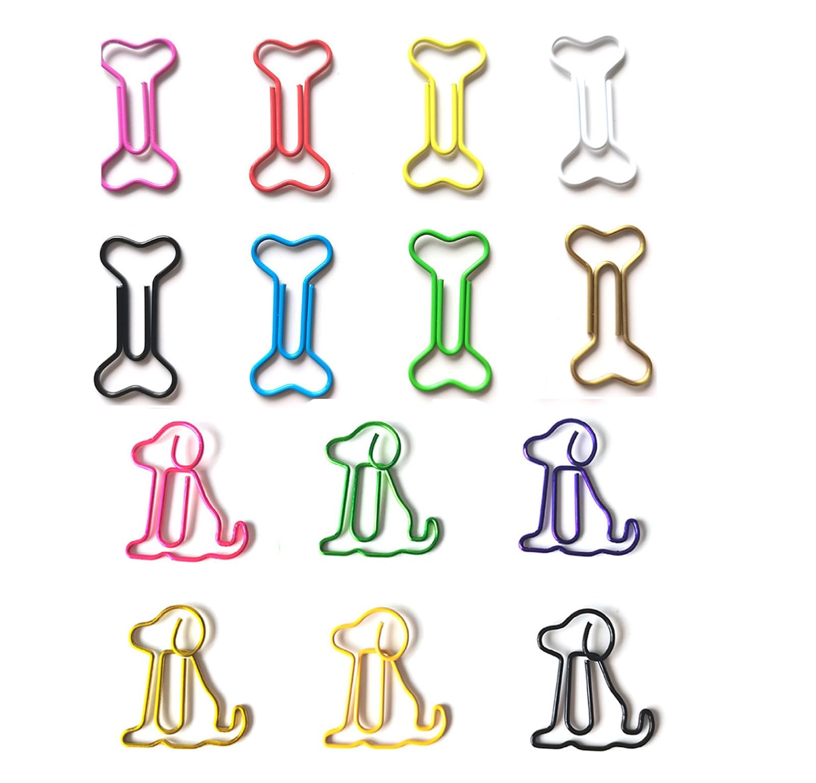 30 Pcs Fun Paper Clips Cute Black, White, Pink, Purple, Yellow, Green, Blue