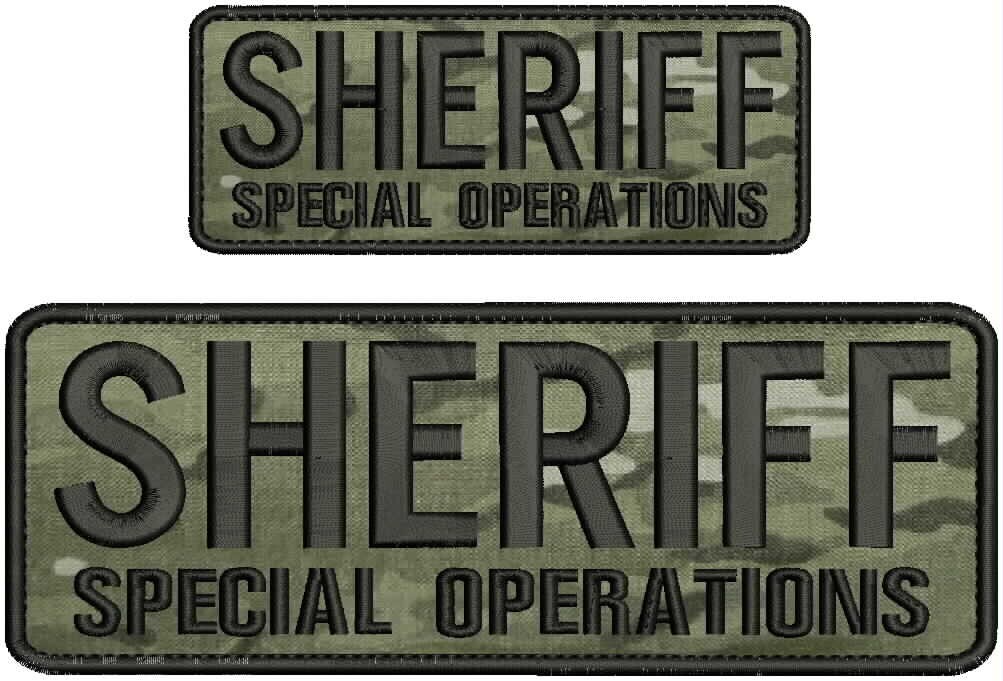 Sheriff Special Operations embroidery patch 3x8 and 2x5 hook on back multicam