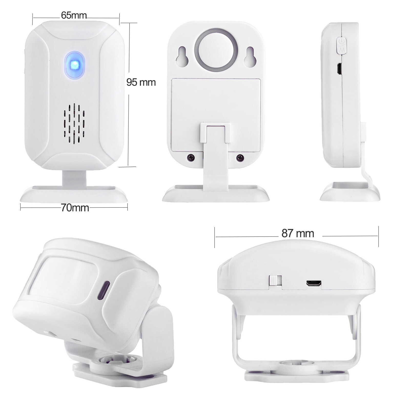 PIR Motion Sensor Alarm Workplace Back Passerby Detector Mute Flashing Reminder