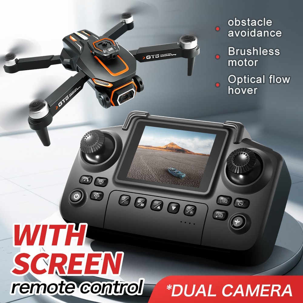 GT5 Foldable Drone with Camera, 2.4G RC Quadcopter, One Key Take Off/Land, He