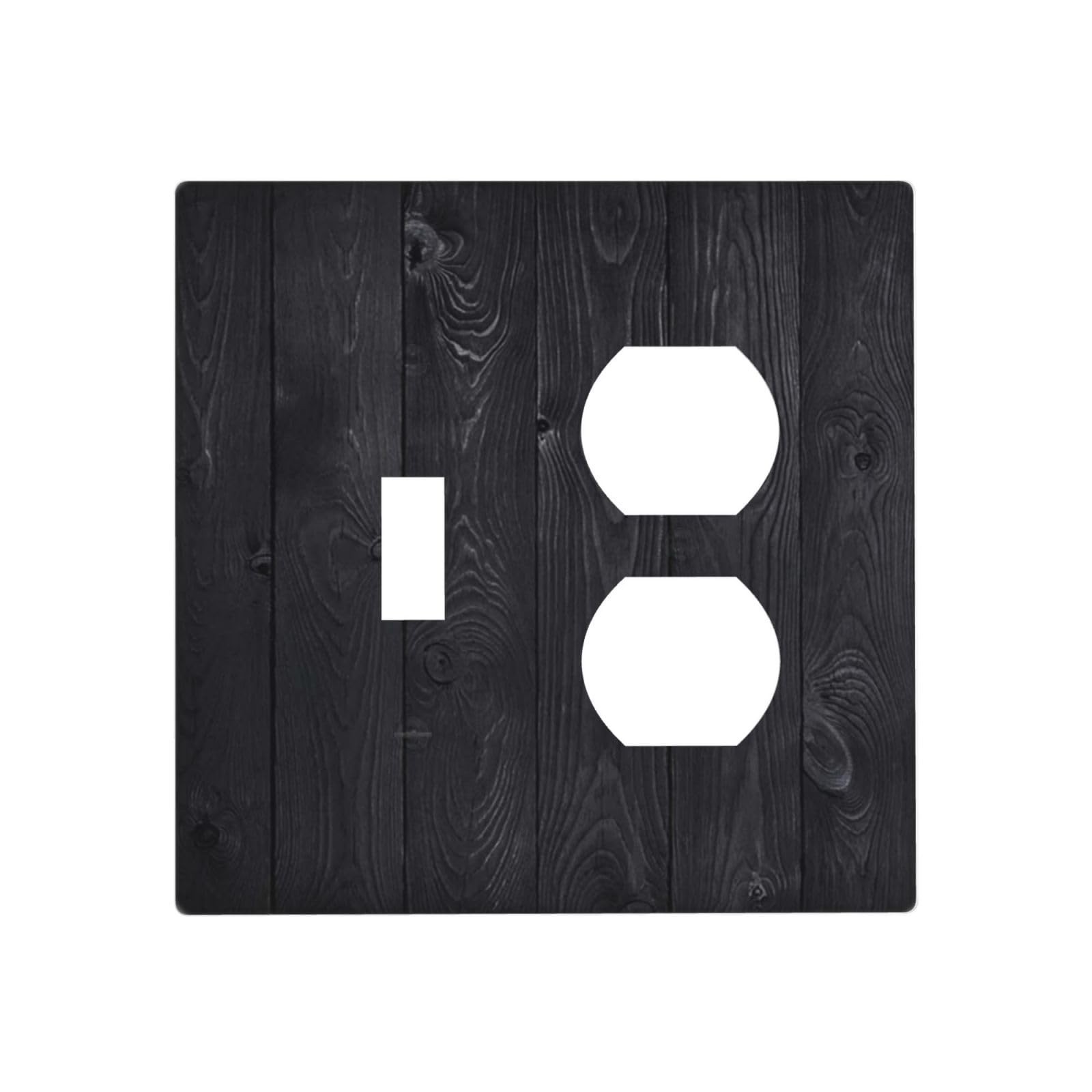 Decorative Outlet Covers Vintage Black Wood Plank Wooden Board 2 Gang Outlet ...