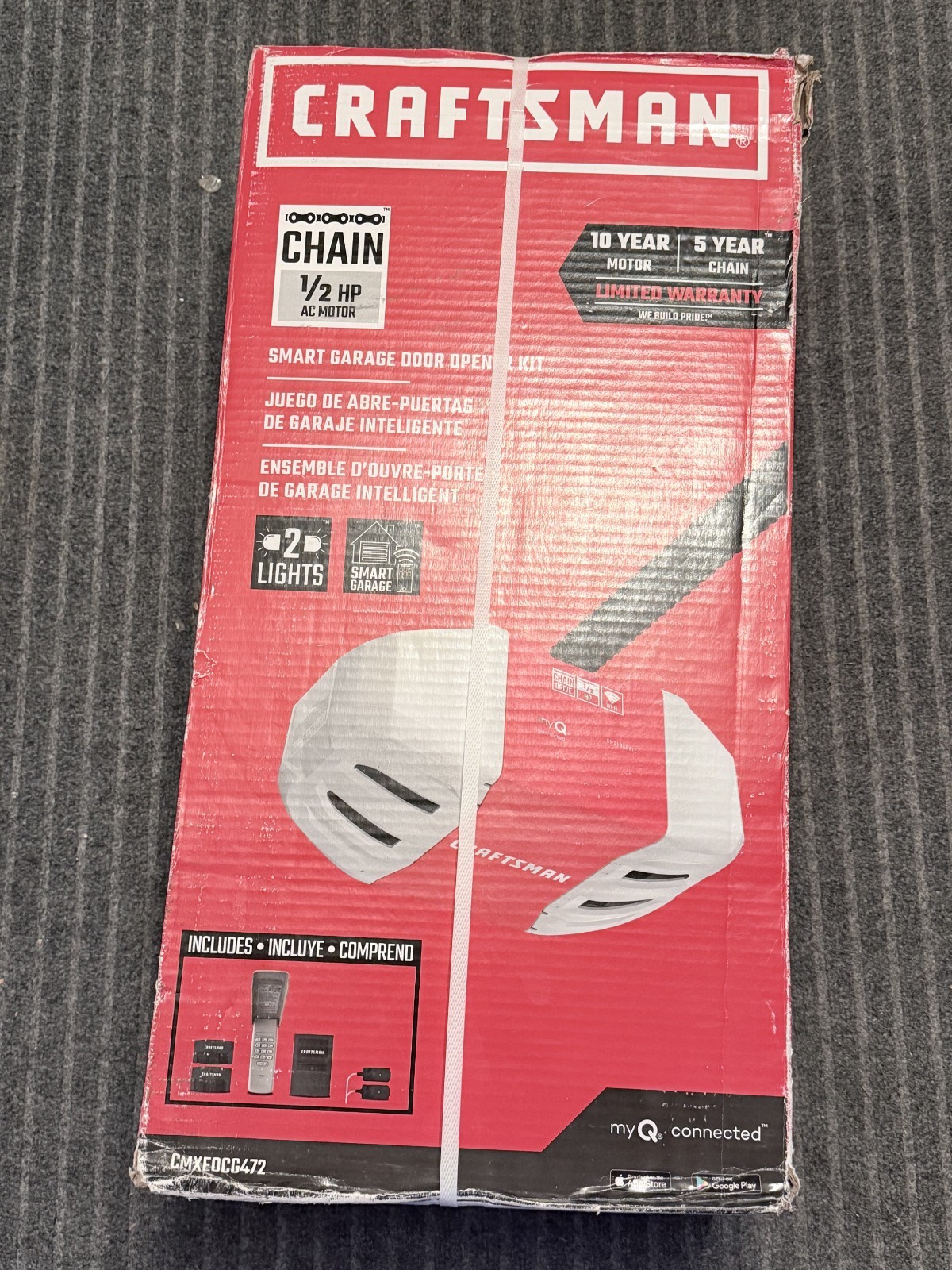 Brand New CRAFTSMAN CMXEOCG472 1/2 HP Smart Chain Drive Garage Door Opener Kit